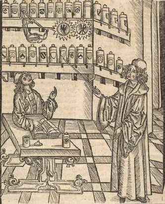 Middelalder apotek (Braunschweig: " Das erste Buch", 1537)