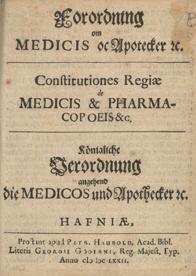 Forordning 1672, titelblad