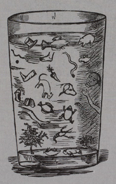 "Prøve på et glas ålesuppe" Illustration fra det satiriske blad Corsaren