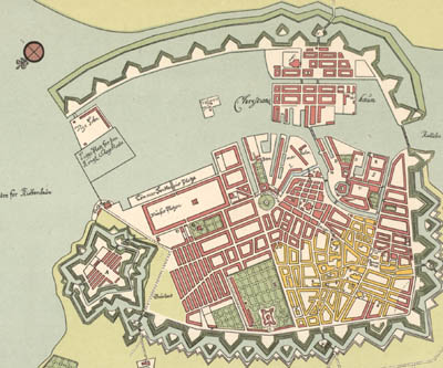 Kort over København efter branden 1728