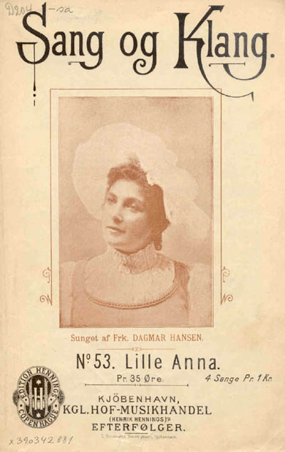 Dagmar Hansen på forsiden af sangen 'Lille Anna'