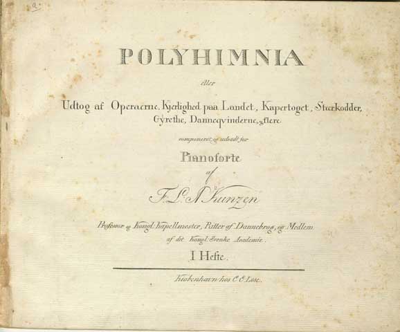 Titelblad fra Kunzens nodetidsskrift 'Polyhymnia'