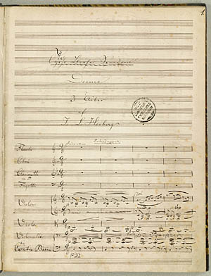 Første nodeside fra Rungs partitur. Klik for større billede