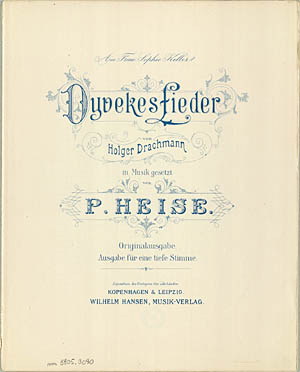 Titelbladet til den tyske udgave af Dyveke-sangene. Klik for større billede