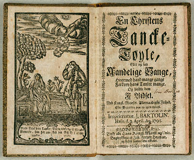 Samling af åndelige digte fra 1705, der bruger Chrysillis som melodiangivelse. Klik for større billede
