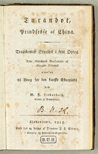 Titelbladet til oversættelsen af Schillers skuespil. Klik for større billede