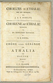 Titelblad til librettoen på fransk, tysk og dansk. Klik for større billede