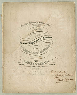 Schumanns tilegnelse til H.C. Andersen på forsiden af noden. Klik for større billede