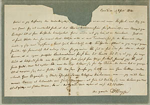 Det nyerhvervede brev fra C.E.F. Weyse. Klik for større billede