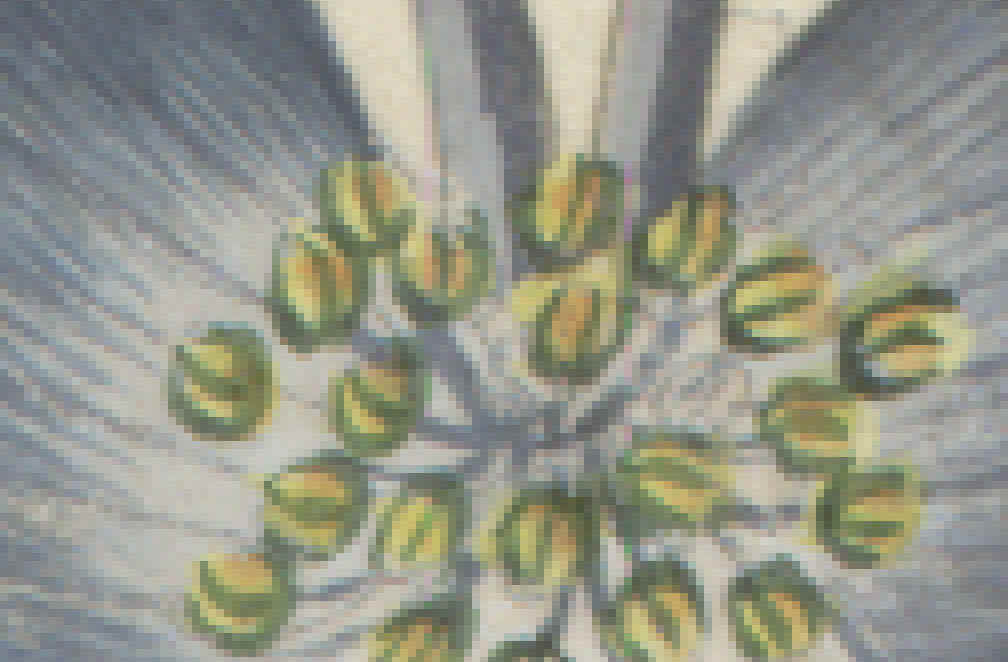 Udsnit af tavlen med synlige pixels